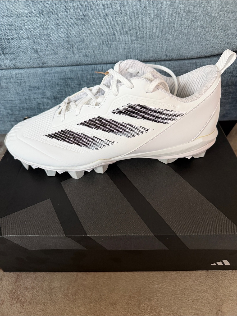 adidas Women’s Adizero Instinct White Softball Cleats with Black Three-Stripes